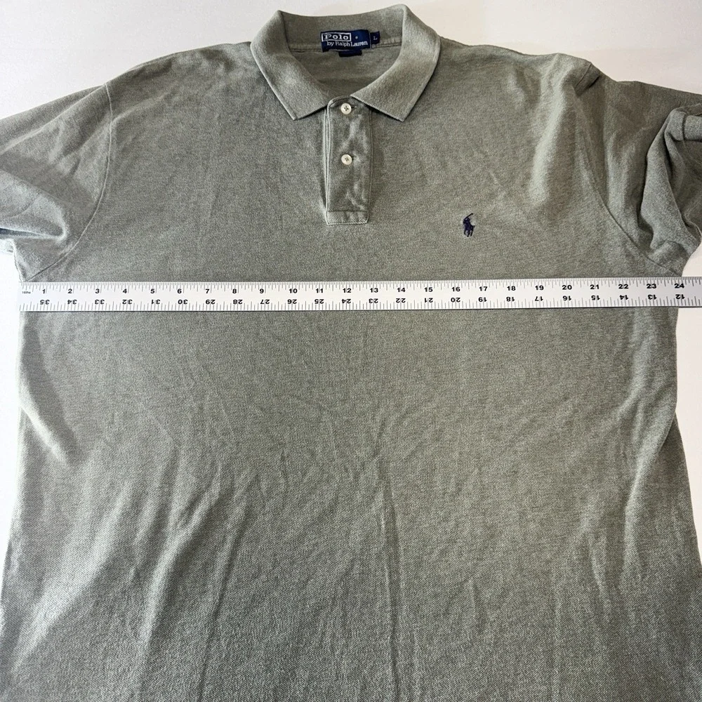 Polo Ralph‎ Lauren Mens Size Large Green Polo Shirt Navy Pony Logo 100 % Cotton